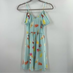 ASOS Cold Shoulder Skater Sun Mini Dress in Ice Cream Print NWT size 0